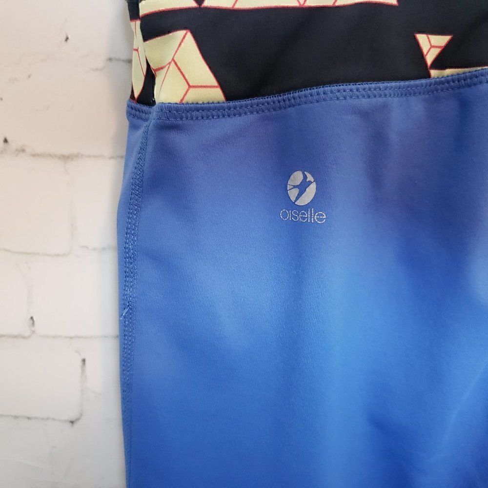 Oiselle Running Tights Size 4 Blue Yellow Zip Ankles Active Womens - Picture 7 of 10